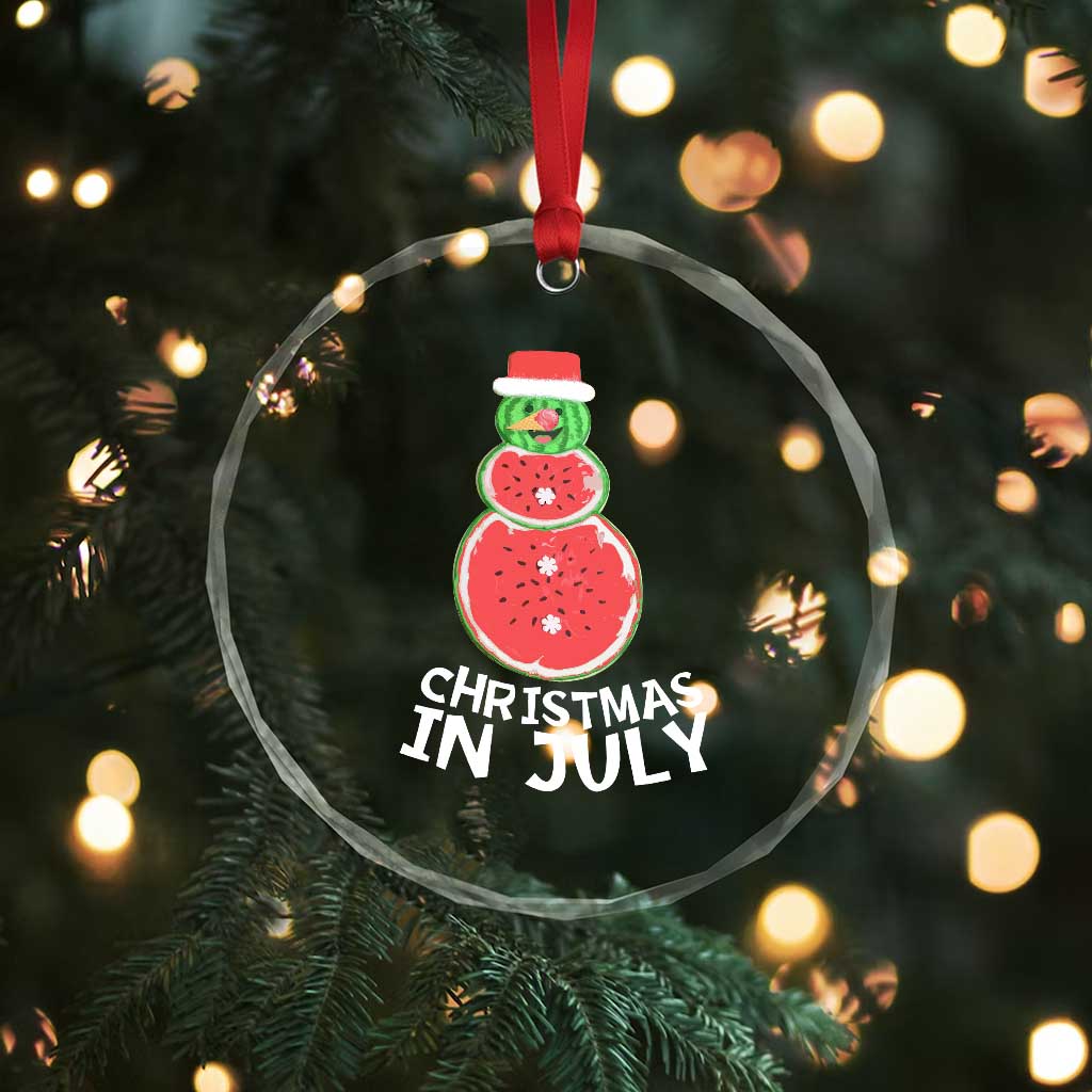 Funny Tropical Xmas Crystal Glass Ornament Watermelon Summer Snowman TS09 Print Your Wear
