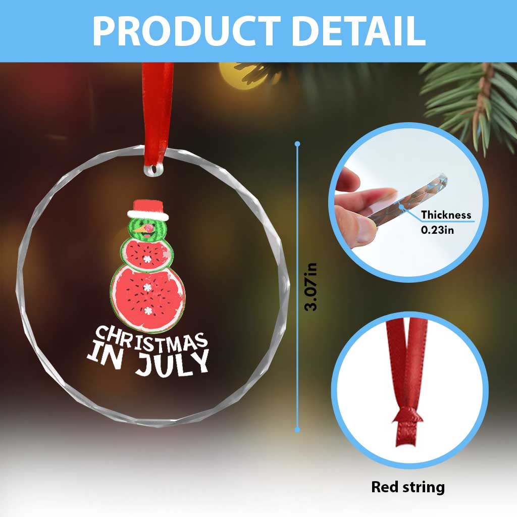 Funny Tropical Xmas Crystal Glass Ornament Watermelon Summer Snowman TS09 Print Your Wear