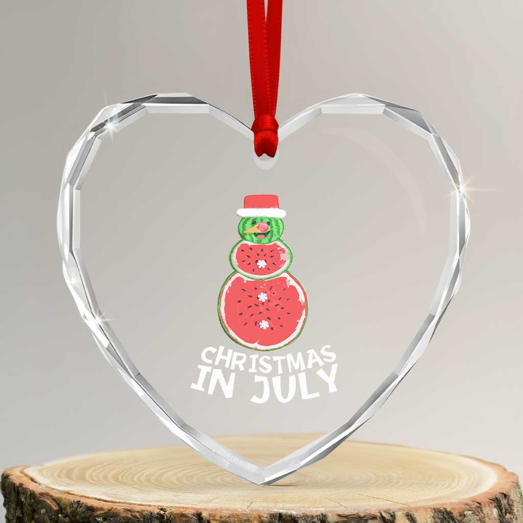 Funny Tropical Xmas Heart Crystal Glass Ornament Watermelon Summer Snowman TS09 Transparent Glass 3'' Heart Print Your Wear