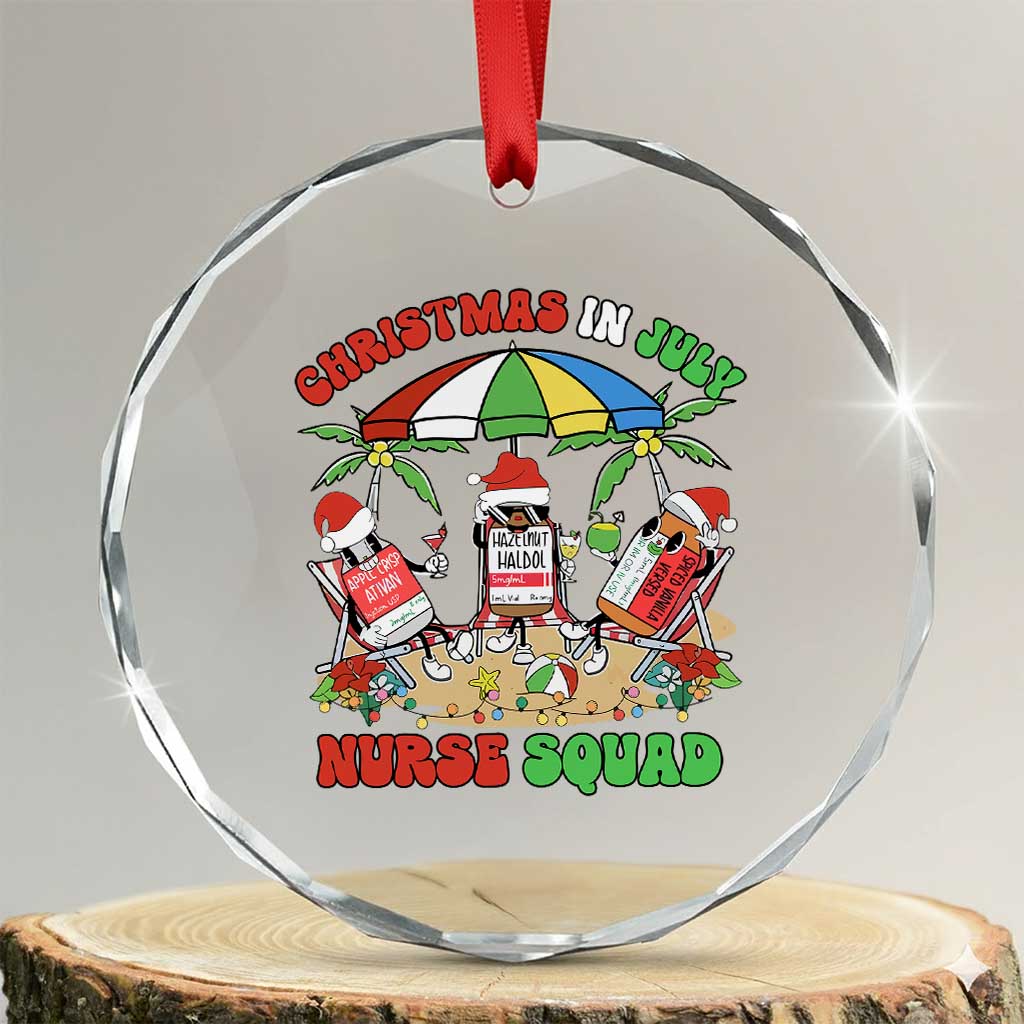Funny Tropical Xmas Nurse Squad Crystal Glass Ornament TS09 Transparent Glass 3'' Circle Print Your Wear