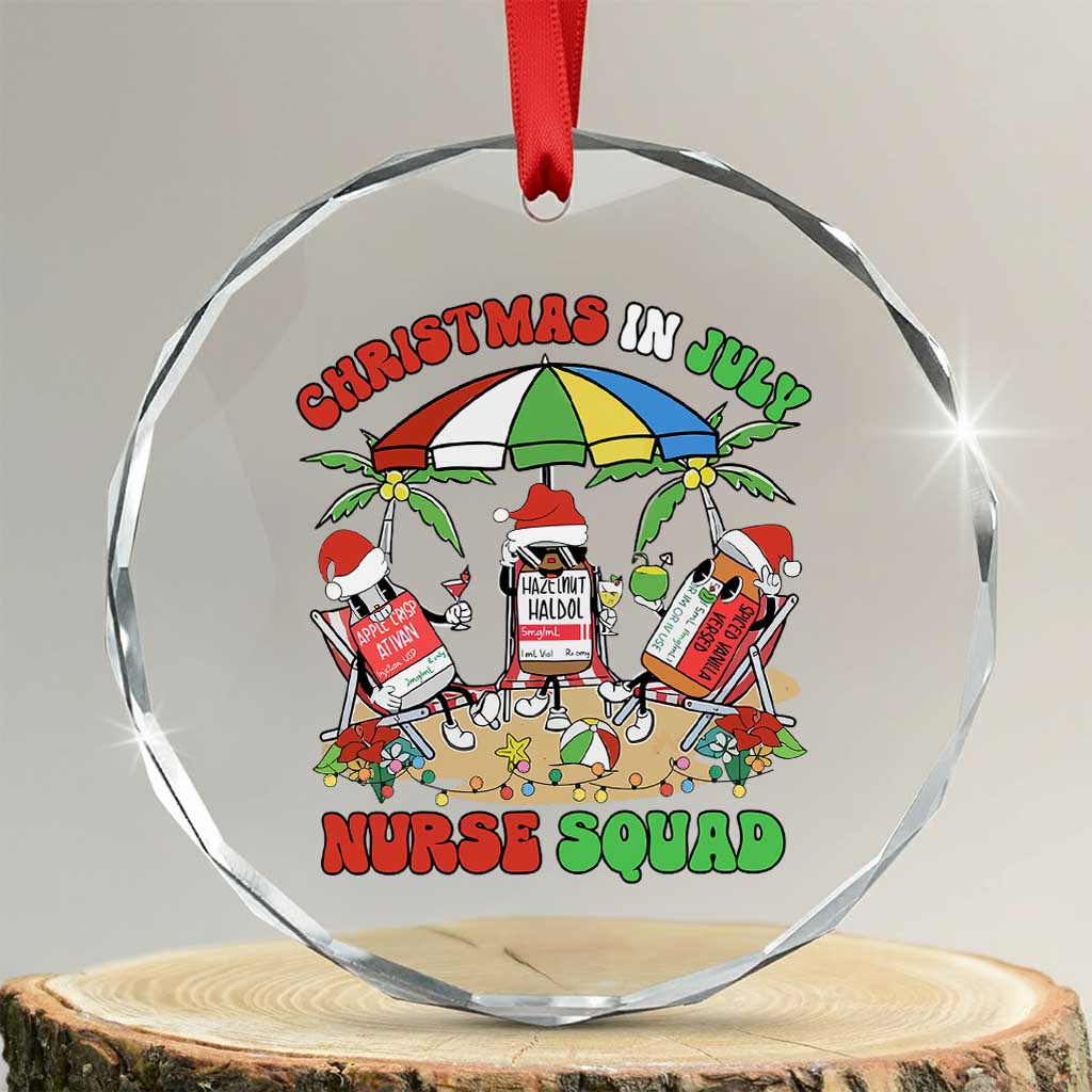 Funny Tropical Xmas Nurse Squad Crystal Glass Ornament TS09 Transparent Glass 3'' Circle Print Your Wear