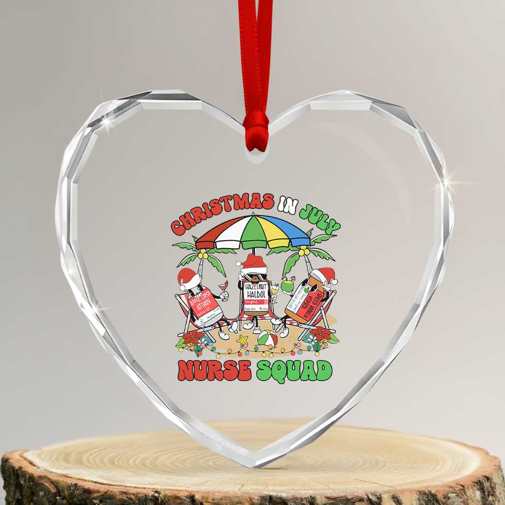 Funny Tropical Xmas Nurse Squad Heart Crystal Glass Ornament TS09 Transparent Glass 3'' Heart Print Your Wear