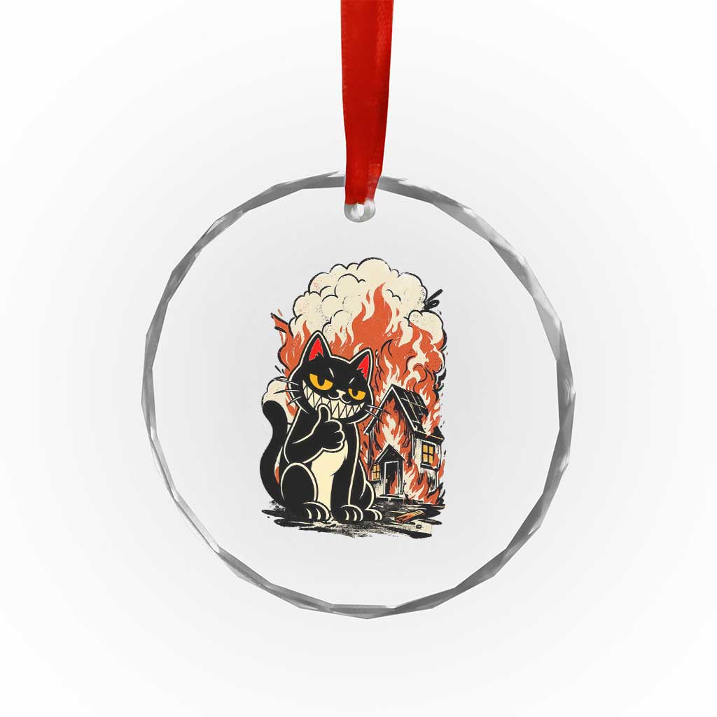 Funny Trouble Maker Cat Crystal Glass Ornament Cute Mischief Graphic Gift For Cat Lover TS12 Print Your Wear