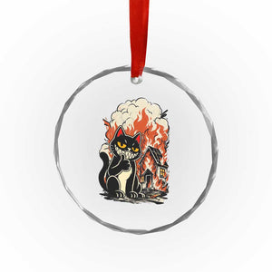 Funny Trouble Maker Cat Crystal Glass Ornament Cute Mischief Graphic Gift For Cat Lover TS12 Print Your Wear