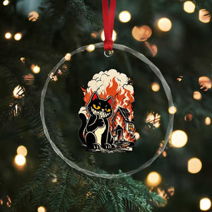 Funny Trouble Maker Cat Crystal Glass Ornament Cute Mischief Graphic Gift For Cat Lover TS12 Print Your Wear