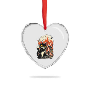 Funny Trouble Maker Cat Heart Crystal Glass Ornament Cute Mischief Graphic Gift For Cat Lover TS12 Print Your Wear