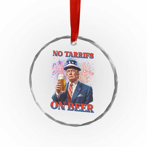 Funny Trump 4th of July Crystal Glass Ornament No Tariffs On Beer Drinking USA Patriotic 2025 TS02 Print Your Wear