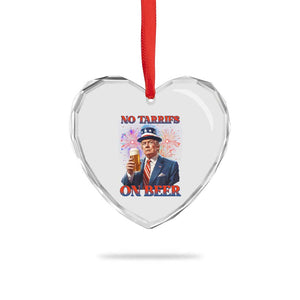 Funny Trump 4th of July Heart Crystal Glass Ornament No Tariffs On Beer Drinking USA Patriotic 2025 TS02 Print Your Wear