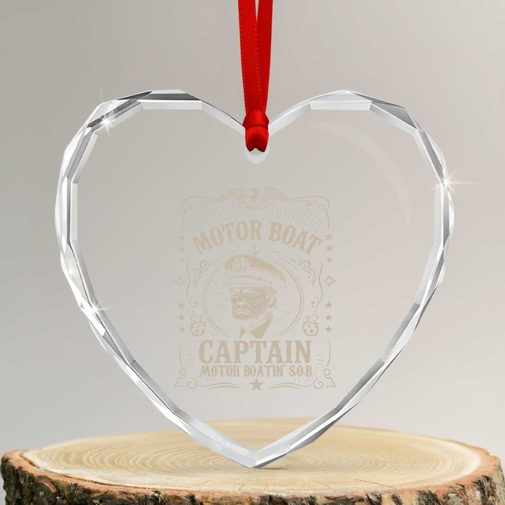 Funny Trump Boat Captain Heart Crystal Glass Ornament Motor Boat Captain Motor Boatin SOB TS11 Transparent Glass 3'' Heart Print Your Wear