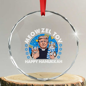 Funny Trump Cat Hanukkah Crystal Glass Ornament Meowzel Tov Happy Hanukkah David Stars TS11 Transparent Glass 3'' Circle Print Your Wear