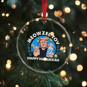 Funny Trump Cat Hanukkah Crystal Glass Ornament Meowzel Tov Happy Hanukkah David Stars TS11 Print Your Wear
