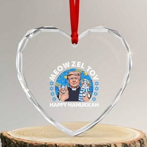 Funny Trump Cat Hanukkah Heart Crystal Glass Ornament Meowzel Tov Happy Hanukkah David Stars TS11 Transparent Glass 3'' Heart Print Your Wear