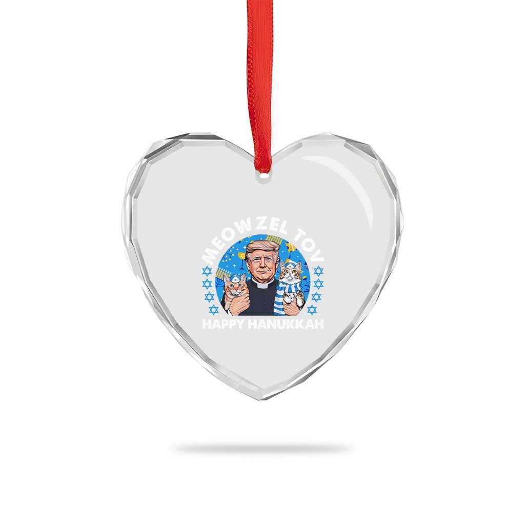 Funny Trump Cat Hanukkah Heart Crystal Glass Ornament Meowzel Tov Happy Hanukkah David Stars TS11 Print Your Wear