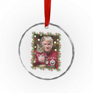 Funny Trump Cat Xmas Mistletoe Crystal Glass Ornament TS11 Print Your Wear