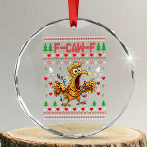 Funny Trump Chicken F Caw F Christmas Crystal Glass Ornament TS14 Transparent Glass 3'' Circle Print Your Wear