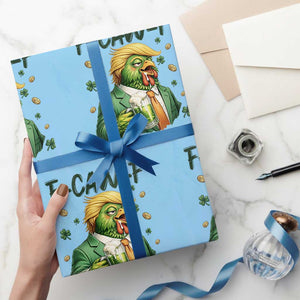 Funny Trump Chicken St Patricks Day Wrapping Paper Roll F Caw F Lucky Irish TS14 Light Blue Print Your Wear