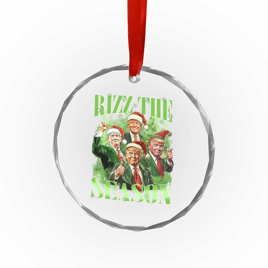 Funny Trump Christmas Crystal Glass Ornament Rizz The Season Santa Trump Elf 47th US President TS11 Print Your Wear