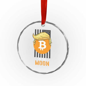 Funny Trump Crypto Investing Crystal Glass Ornament To The Moon Bitcoin Hodler American Flag - Print Your Wear
