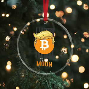 Funny Trump Crypto Investing Crystal Glass Ornament To The Moon Bitcoin Hodler American Flag - Print Your Wear