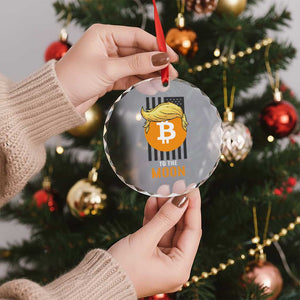 Funny Trump Crypto Investing Crystal Glass Ornament To The Moon Bitcoin Hodler American Flag - Print Your Wear