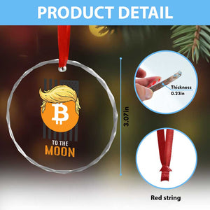 Funny Trump Crypto Investing Crystal Glass Ornament To The Moon Bitcoin Hodler American Flag - Print Your Wear