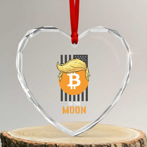 Funny Trump Crypto Investing Heart Crystal Glass Ornament To The Moon Bitcoin Hodler American Flag TS02 Transparent Glass 3'' Heart Print Your Wear
