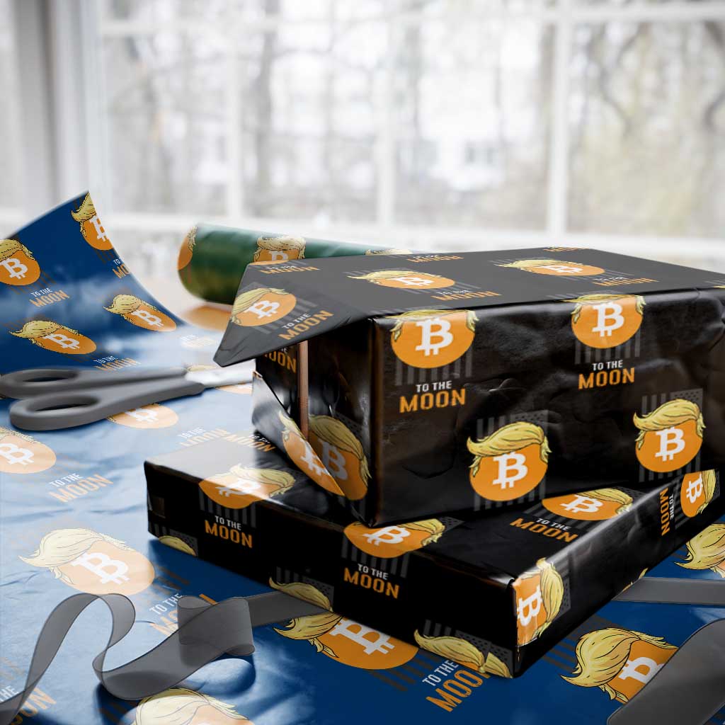Funny Trump Crypto Investing Wrapping Paper Roll To The Moon Bitcoin Hodler American Flag TS02 Black Print Your Wear