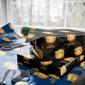 Funny Trump Crypto Investing Wrapping Paper Roll To The Moon Bitcoin Hodler American Flag TS02 Black Print Your Wear