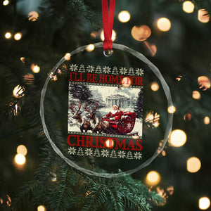 Funny Trump Crystal Glass Ornament I'll Be Home For Christmas Ugly Xmas Santa Trump Riding Sleigh TS10 Print Your Wear