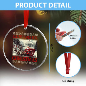 Funny Trump Crystal Glass Ornament I'll Be Home For Christmas Ugly Xmas Santa Trump Riding Sleigh TS10 Print Your Wear