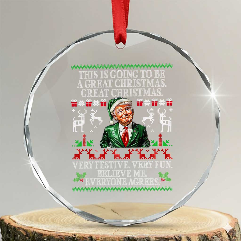 Funny Trump Crystal Glass Ornament Make Christmas Great Again Ugly Christmas Sweater TS10 Transparent Glass 3'' Circle Print Your Wear