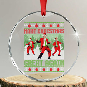 Funny Trump Crystal Glass Ornament Make Xmas Great Again Ugly Sweater Santa Trump Dance Pajamas TS10 Transparent Glass 3'' Circle Print Your Wear