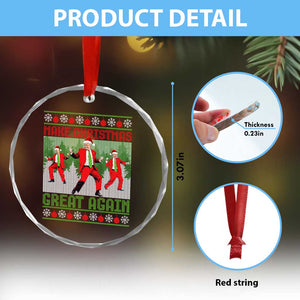 Funny Trump Crystal Glass Ornament Make Xmas Great Again Ugly Sweater Santa Trump Dance Pajamas TS10 Print Your Wear