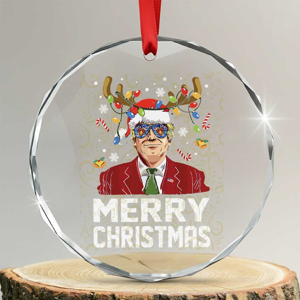 Funny Trump Crystal Glass Ornament Merry Xmas Santa TS10 Transparent Glass 3'' Circle Print Your Wear