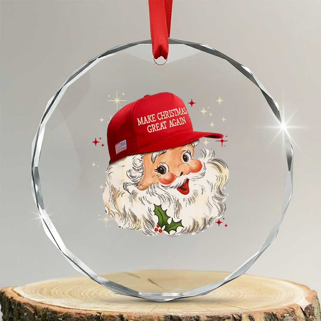 Funny Trump Crystal Glass Ornament Retro Santa Make Christmas Great Again Pajamas TS10 Transparent Glass 3'' Circle Print Your Wear