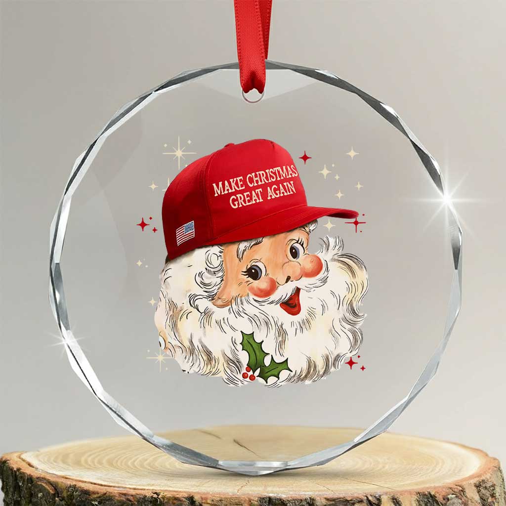 Funny Trump Crystal Glass Ornament Retro Santa Make Christmas Great Again Pajamas TS10 Transparent Glass 3'' Circle Print Your Wear
