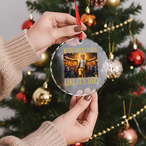 Funny Trump Dance Happy New Year Crystal Glass Ornament We're Gonna Party Like It's 2025 - Print Your Wear