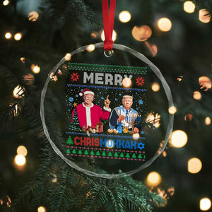 Funny Trump Dancing Merry Christmas Happy Hanukkahh Crystal Glass Ornament TS09 Print Your Wear