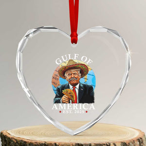 Funny Trump Gulf Of USA Heart Crystal Glass Ornament Mexico Sombrebro Tacos US 2025 TS02 Transparent Glass 3'' Heart Print Your Wear