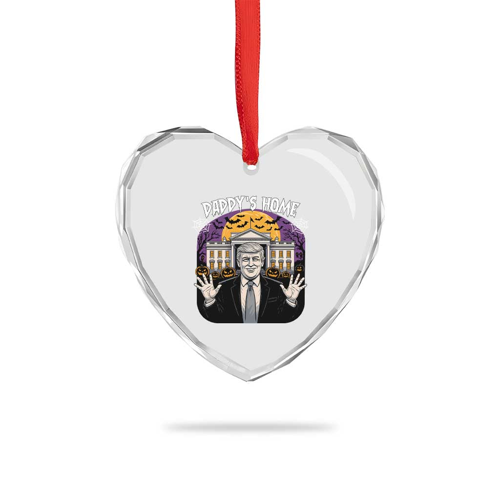 Funny Trump Halloween Heart Crystal Glass Ornament Daddy Home White House Spooky Season TS02 Print Your Wear