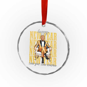 Funny Trump Happy New Year New America 2025 Crystal Glass Ornament - Print Your Wear