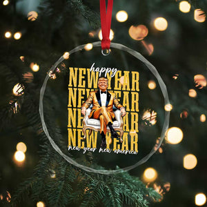 Funny Trump Happy New Year New America 2025 Crystal Glass Ornament - Print Your Wear