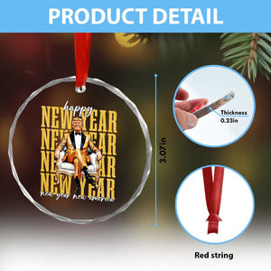 Funny Trump Happy New Year New America 2025 Crystal Glass Ornament - Print Your Wear
