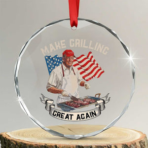 Funny Trump Make Grilling Great Again Crystal Glass Ornament Trump BBQ Grill Vintage American Flag - Print Your Wear