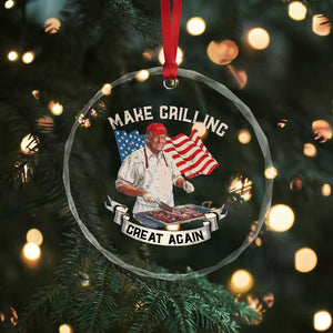 Funny Trump Make Grilling Great Again Crystal Glass Ornament Trump BBQ Grill Vintage American Flag - Print Your Wear