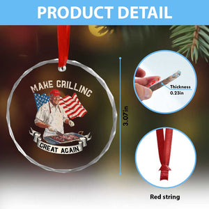 Funny Trump Make Grilling Great Again Crystal Glass Ornament Trump BBQ Grill Vintage American Flag - Print Your Wear