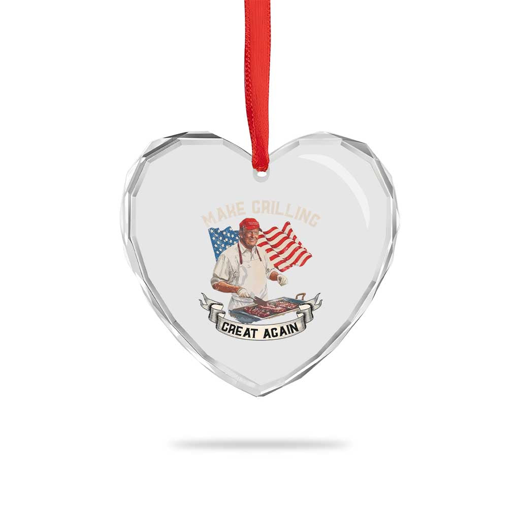 Funny Trump Make Grilling Great Again Heart Crystal Glass Ornament Trump BBQ Grill Vintage American Flag TS11 Print Your Wear