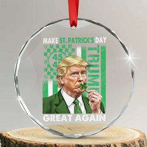 Funny Trump Make St Patrick's Day Great Again Crystal Glass Ornament Green American Flag - Print Your Wear