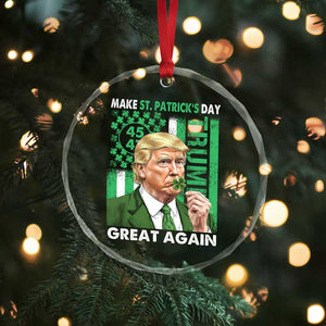 Funny Trump Make St Patrick's Day Great Again Crystal Glass Ornament Green American Flag - Print Your Wear