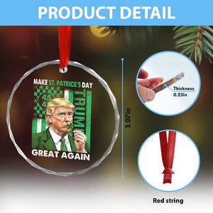 Funny Trump Make St Patrick's Day Great Again Crystal Glass Ornament Green American Flag - Print Your Wear